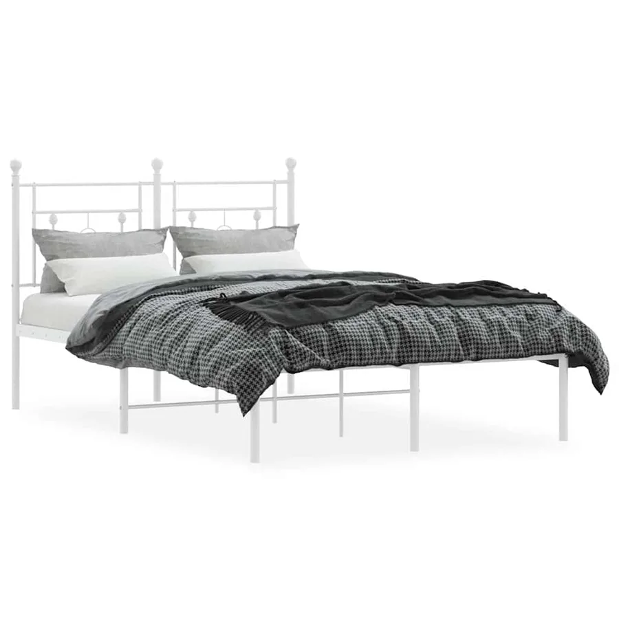 Cadre de lit métal sans matelas et tête de lit blanc 120x190 cm - 4