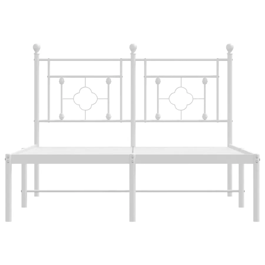 Cadre de lit métal sans matelas et tête de lit blanc 120x190 cm - 5