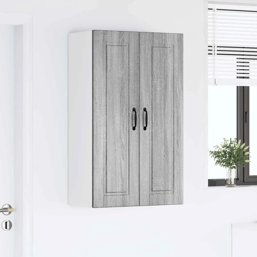Meuble mural PORTO Gris Sonoma 60 x 31 x 100 cm - 4
