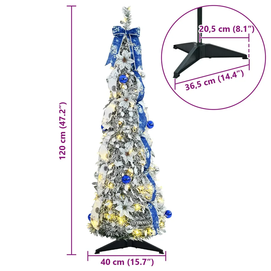 Sapin de Noël artificiel avec 50 LED Blanc 120 cm PVC - 10