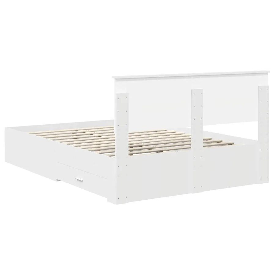 Cadre de lit avec tiroir Blanc 140 x 200 cm Bois d'ingénierie - 10