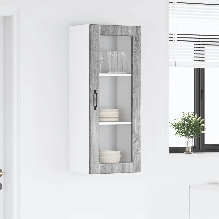 Cabinet en verre mural PORTO Gris Sonoma 40 x 31 x 100 cm - 4