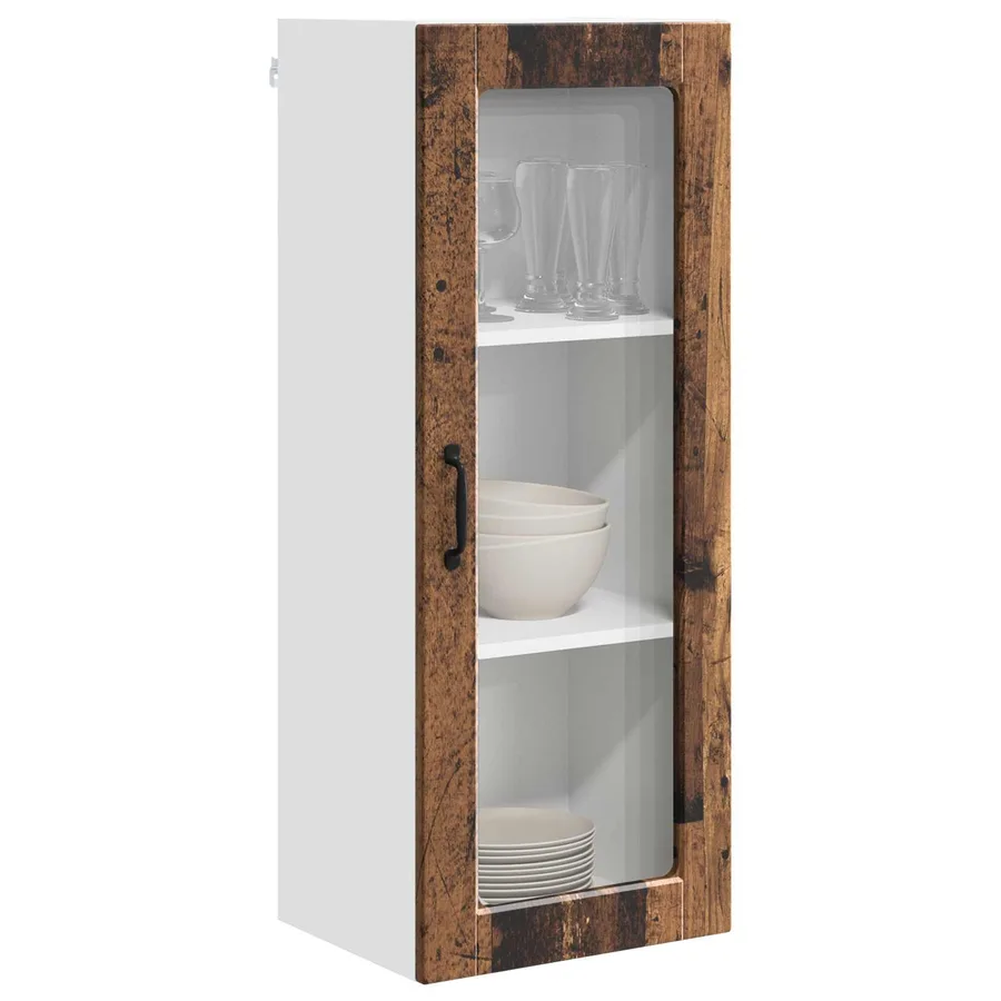 Cabinet en verre mural PORTO Bois ancien 40 x 31 x 100 cm - 3