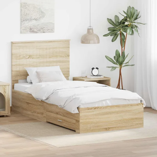 Cadre de lit Chêne Sonoma 90 x 200 cm Bois d'ingénierie