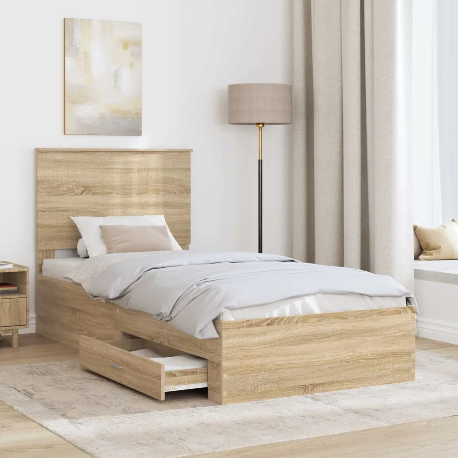 Cadre de lit Chêne Sonoma 90 x 200 cm Bois d'ingénierie - 3