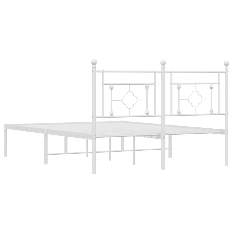 Cadre de lit métal sans matelas et tête de lit blanc 135x190 cm - 7