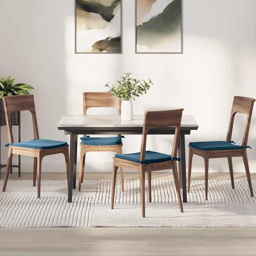 Coussins de siège 4 pcs Bleu 40 x 40 x 3 cm Velours