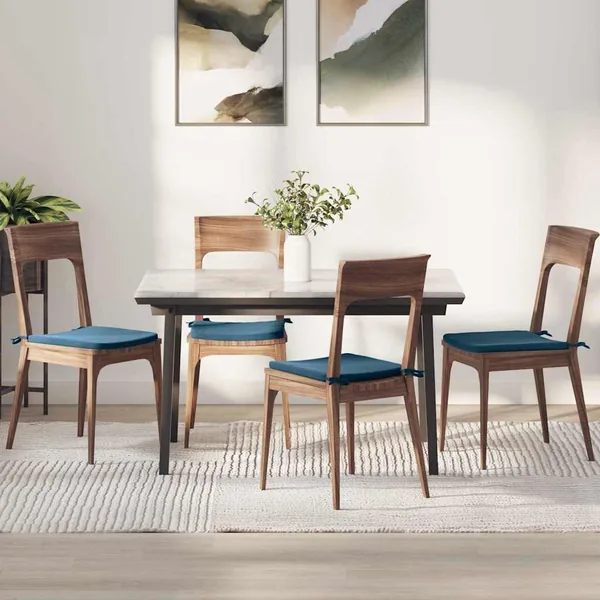Coussins de siège 4 pcs Bleu 40 x 40 x 3 cm Velours