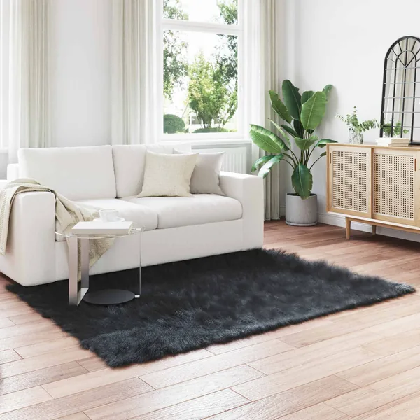 Tapis en fausse TAFALLA Noir 140 x 200 cm Polyester