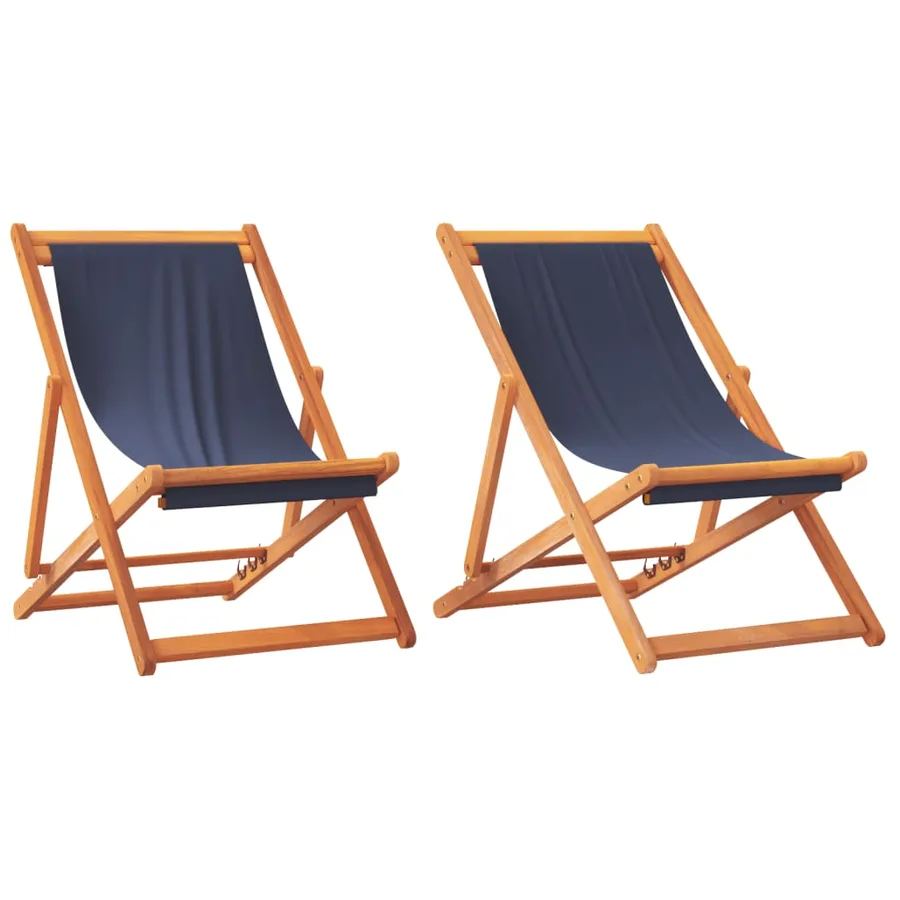 Chaises de plage pliables lot de 2 bleu tissu - 2