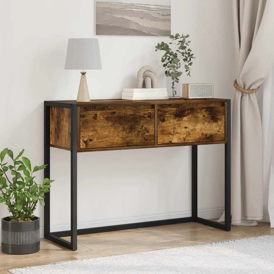 Table d'appoint Chêne Fumé 100 x 36 x 75 cm Bois d'ingénierie