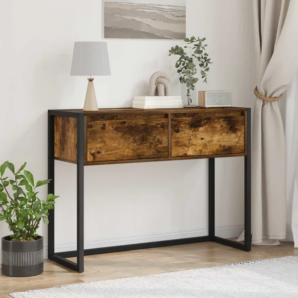 Table d'appoint Chêne Fumé 100 x 36 x 75 cm Bois d'ingénierie