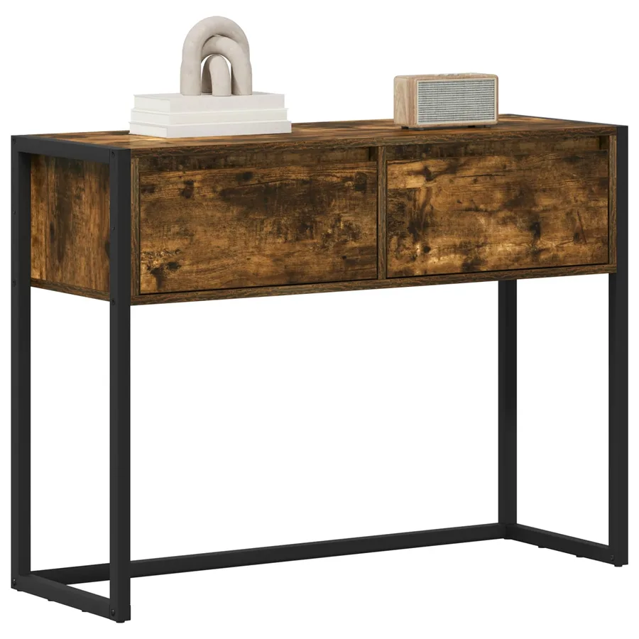 Table d'appoint Chêne Fumé 100 x 36 x 75 cm Bois d'ingénierie - 3