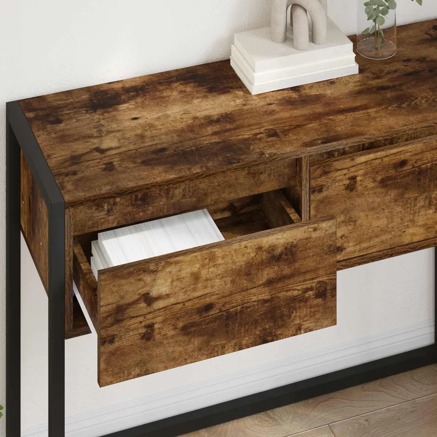 Table d'appoint Chêne Fumé 100 x 36 x 75 cm Bois d'ingénierie - 4