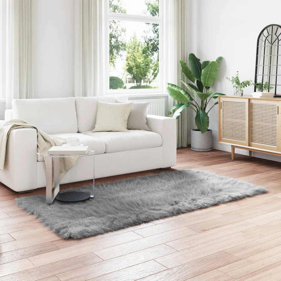 Tapis en fausse TAFALLA Gris 100 x 200 cm Polyester