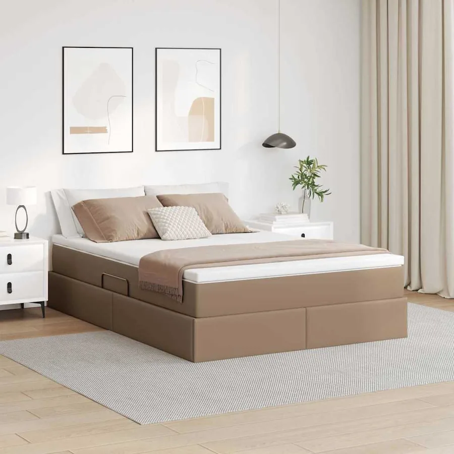 Lit avec rangement et matelas Cappuccino 140 x 200 cm