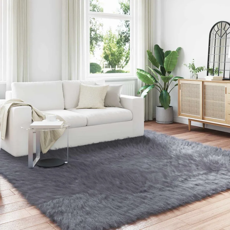 Tapis en fausse TAFALLA Anthracite 200 x 200 cm Polyester