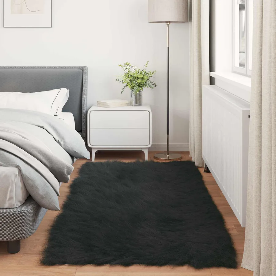 Tapis en fausse TAFALLA Noir 80 x 200 cm Polyester - 4