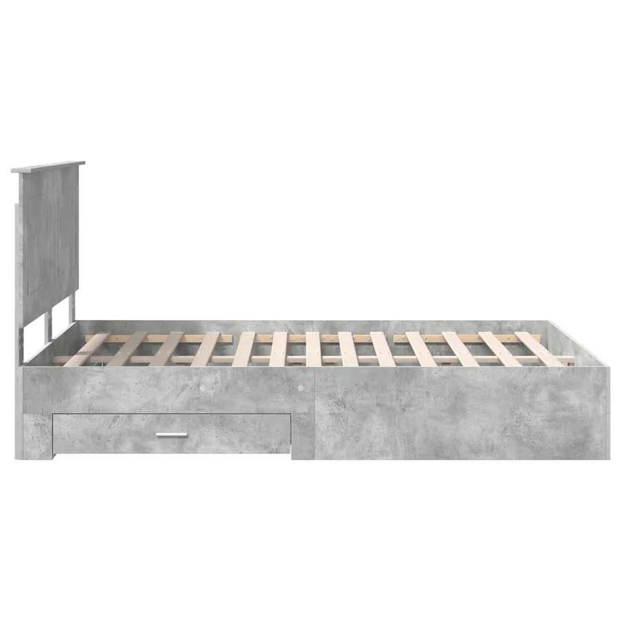 Cadre de lit Gris béton 140 x 200 cm Bois d'ingénierie - 9