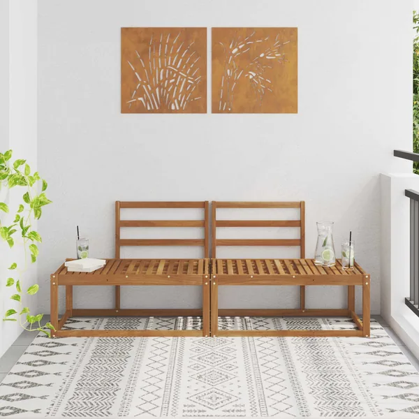 Canapé d'extérieur en bout 2 Pièce Naturel 182,5 x 63 x 73 cm