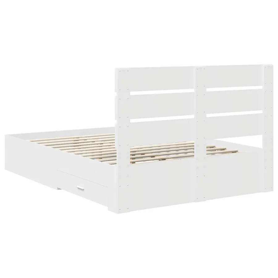 Cadre de lit avec tiroir Blanc 140 x 190 cm Bois d'ingénierie - 10