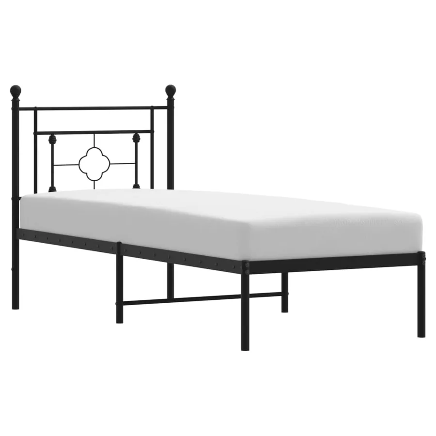 Cadre de lit métal sans matelas avec tête de lit noir 80x200 cm - 2
