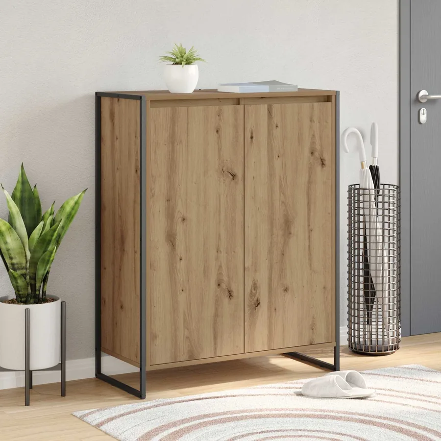 Cabinet à chaussures avec porte Chêne artisan 79 x 36 x 100 cm