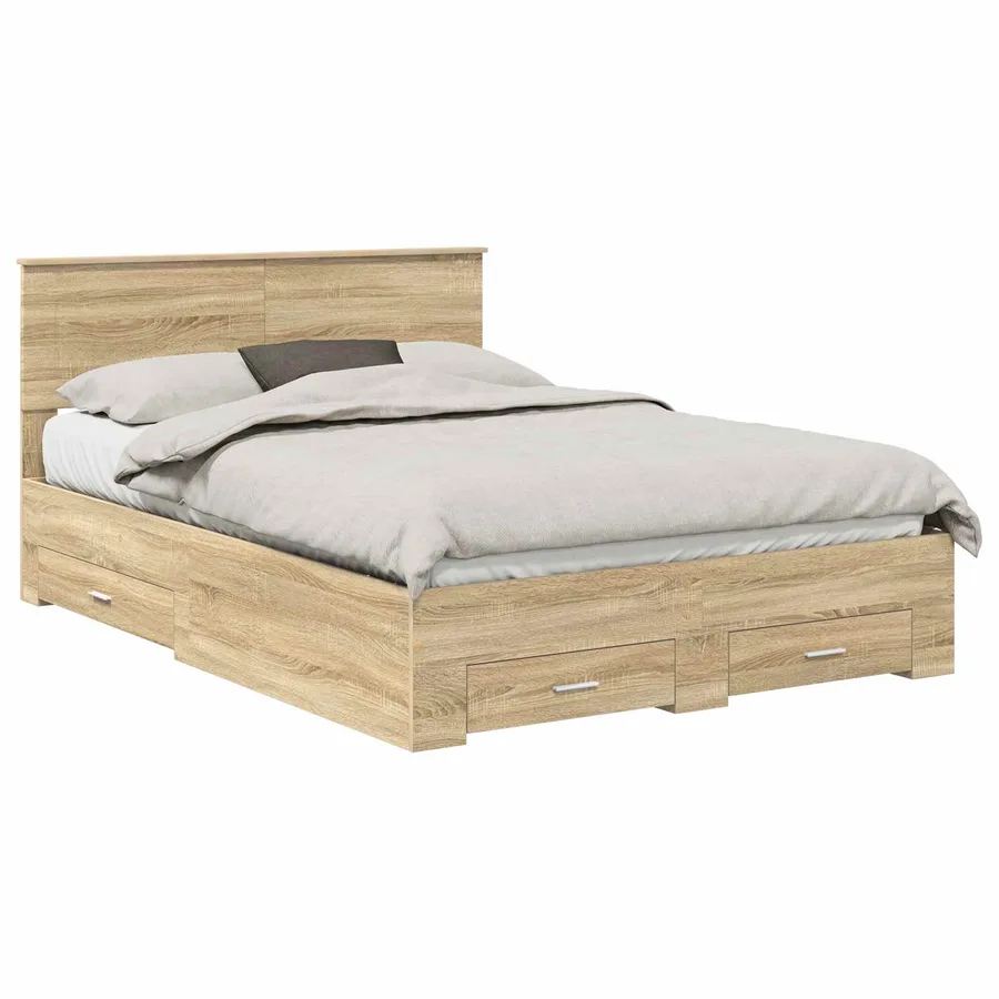 Cadre de lit Chêne Sonoma 140 x 190 cm Bois d'ingénierie - 2