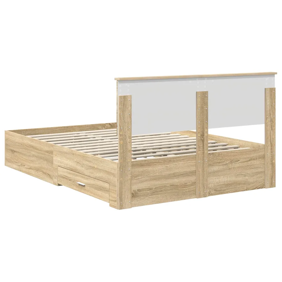 Cadre de lit Chêne Sonoma 140 x 190 cm Bois d'ingénierie - 8