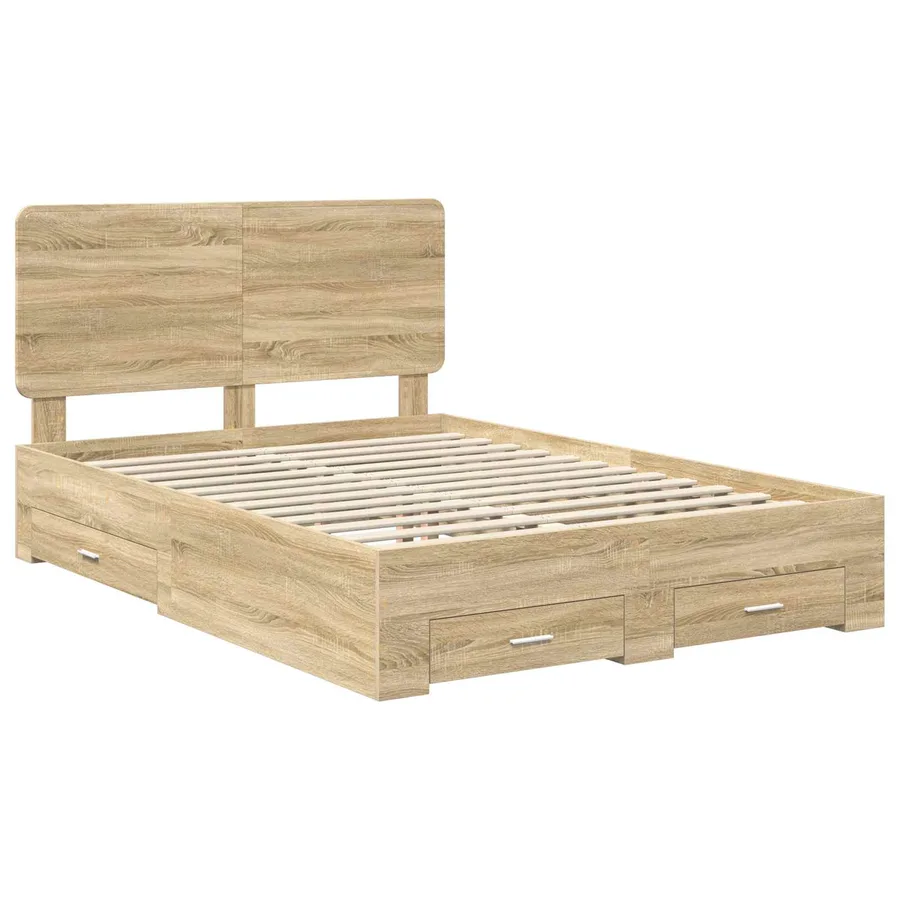 Cadre de lit Chêne Sonoma 140 x 190 cm Bois d'ingénierie - 4