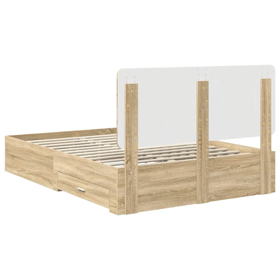 Cadre de lit Chêne Sonoma 140 x 190 cm Bois d'ingénierie - 8