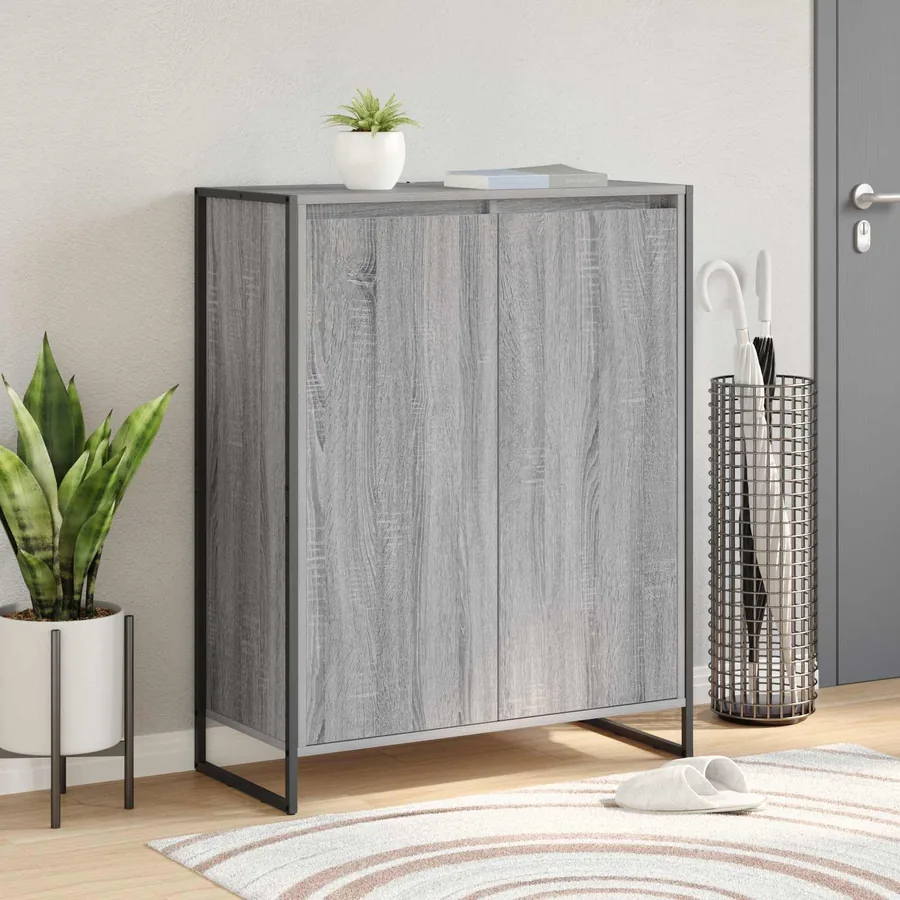 Cabinet à chaussures avec stockage Gris Sonoma 79 x 36 x 100 cm