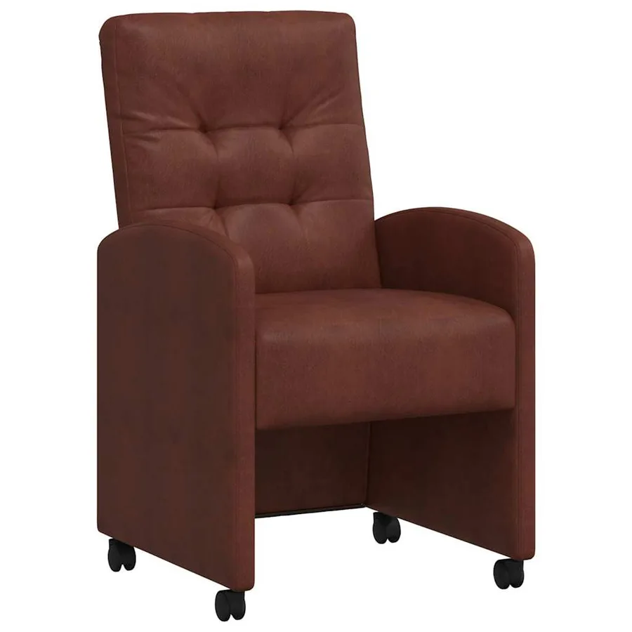 Chaises de Salle à Manger avec Roues 2 pcs Marron brillant - 2