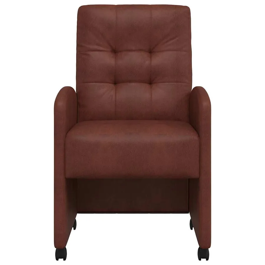 Chaises de Salle à Manger avec Roues 2 pcs Marron brillant - 4