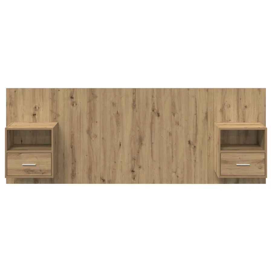 Tête de lit avec armoire 3 pcs Chêne artisanal - 7