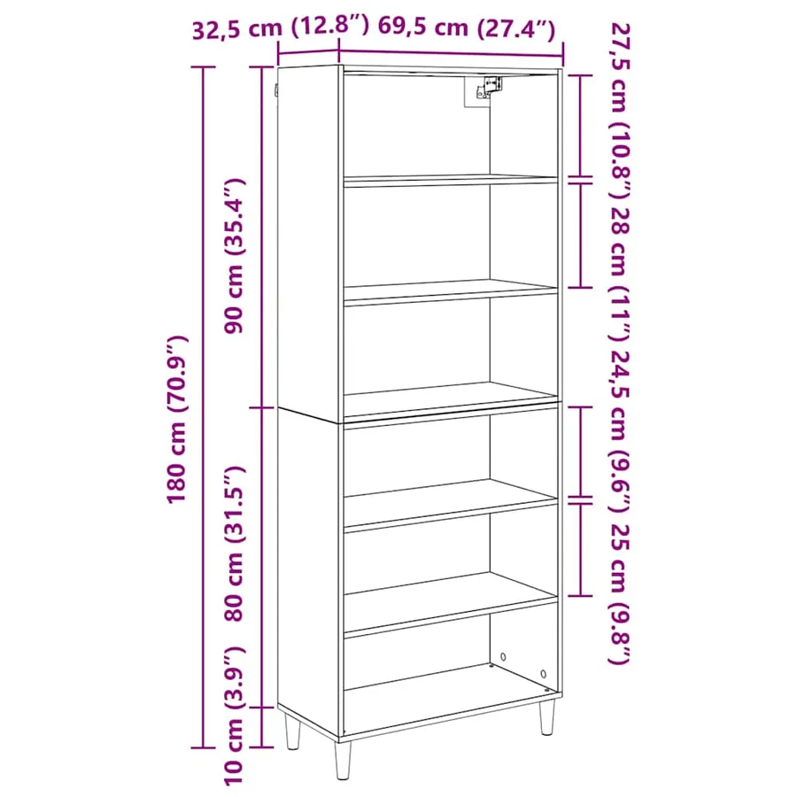 Haut Armoire Chêne artisanal 69,5 x 32,5 x 180 cm - 14