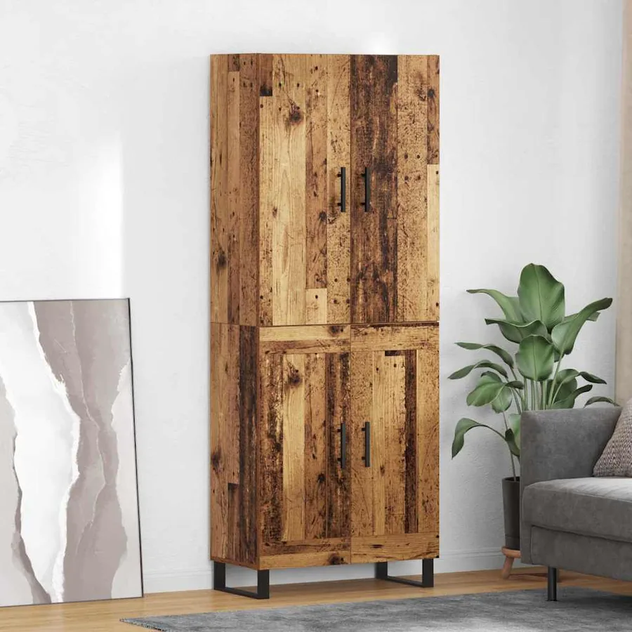 Haut Armoire 2 pcs Bois Ancien 69,5 x 34 x 180 cm