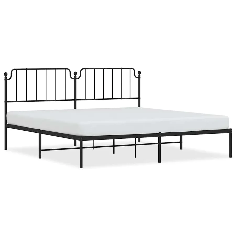 Cadre de lit métal sans matelas avec tête de lit noir 193x203cm - 2