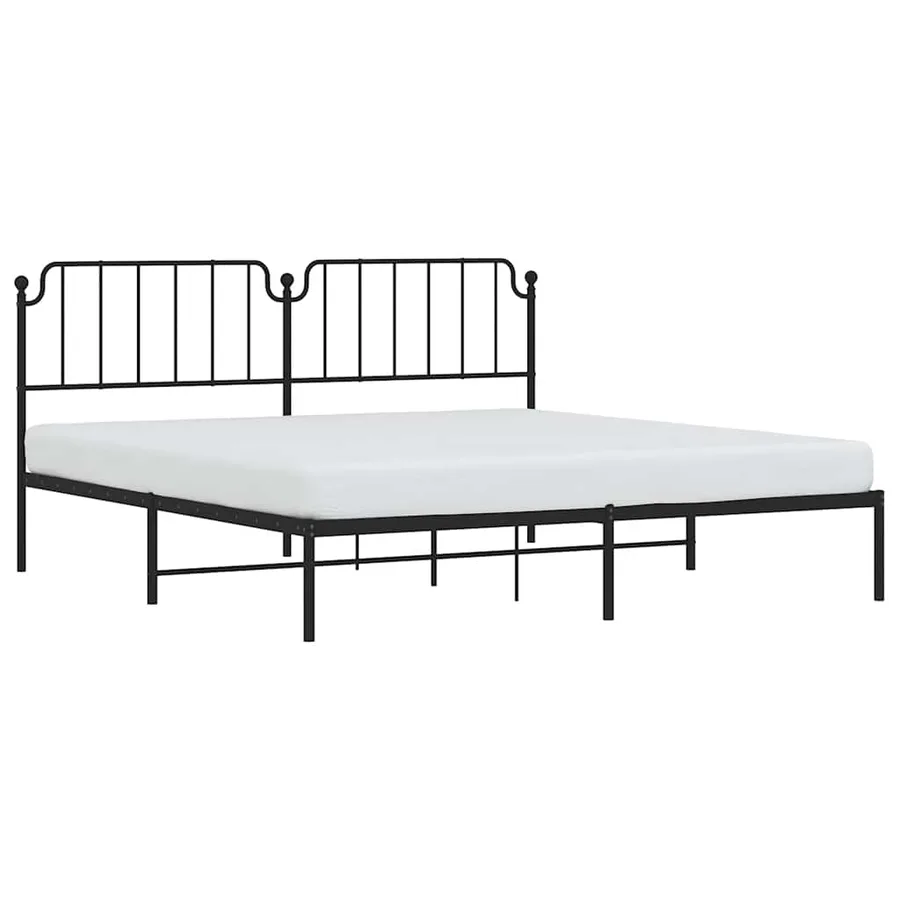Cadre de lit métal sans matelas avec tête de lit noir 193x203cm - 4