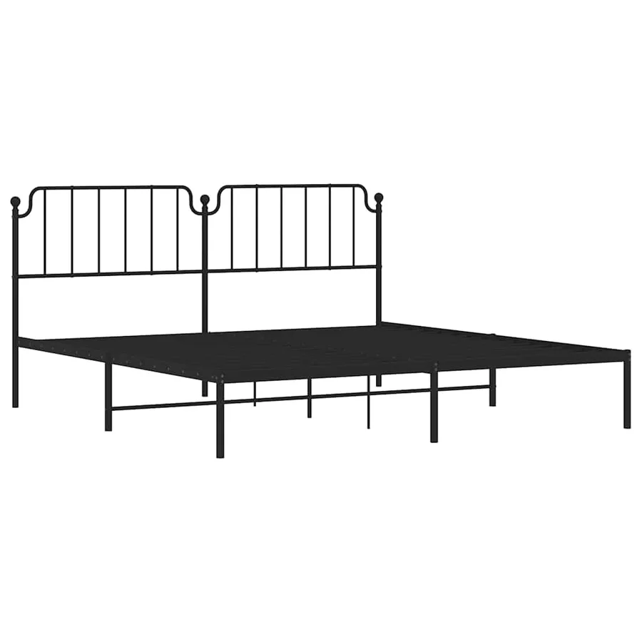 Cadre de lit métal sans matelas avec tête de lit noir 193x203cm - 5