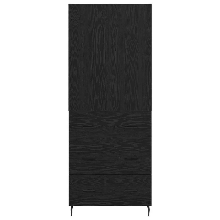 Haut Armoire 2 pcs Chêne noir Bois Aggloméré et Verre - 7
