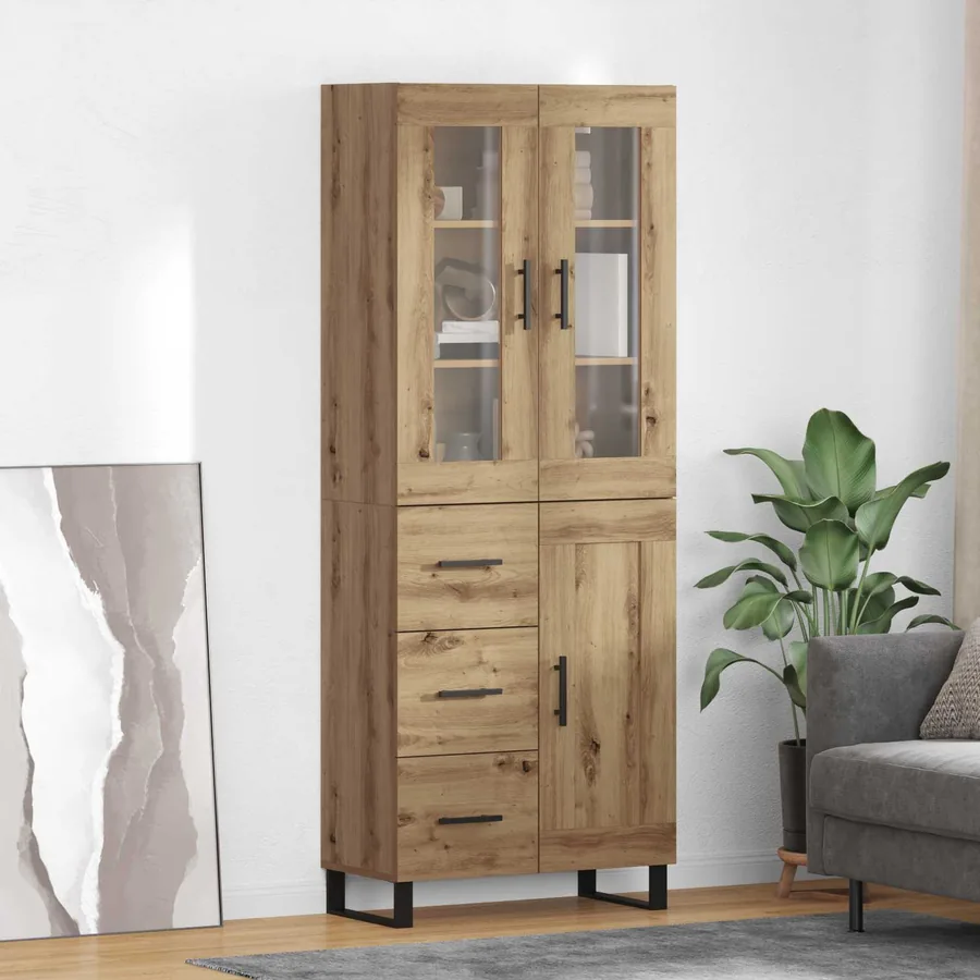 Haut Armoire 2 pcs Chêne artisanal 69,5 x 34 x 180 cm