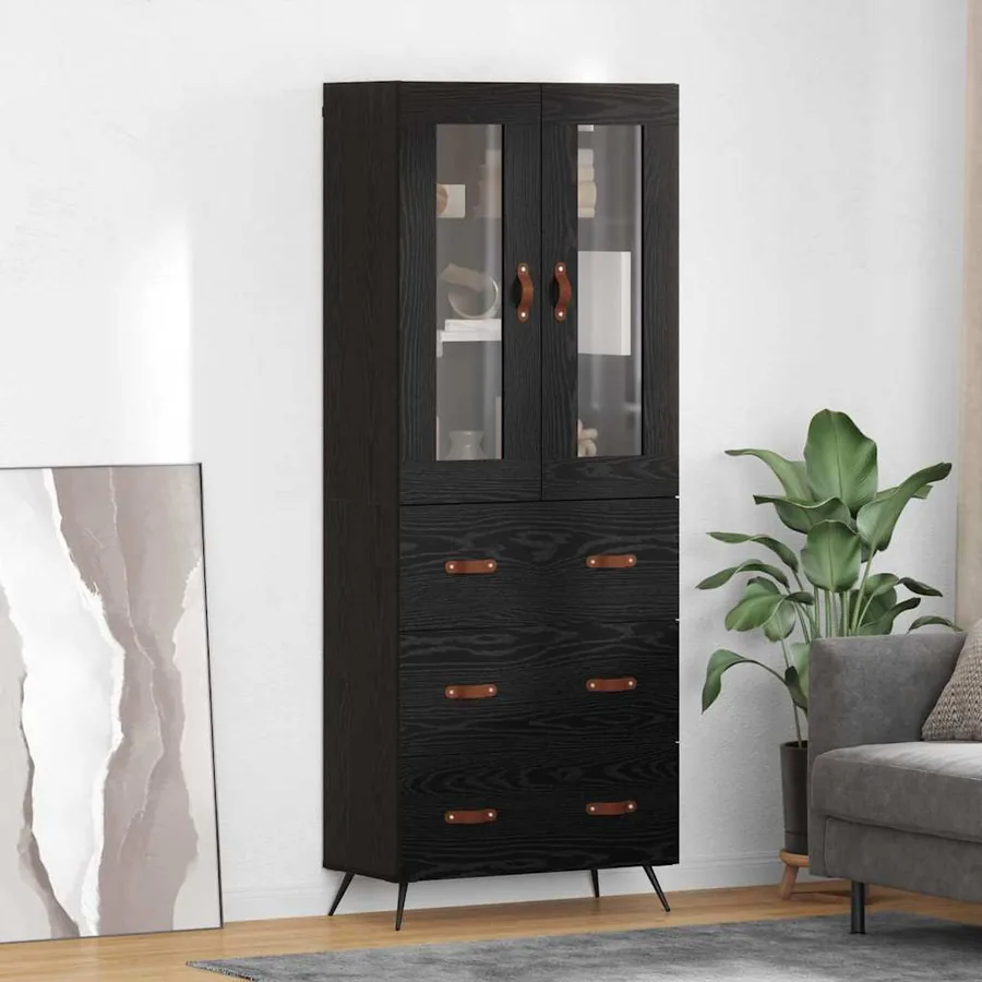 Buffet avec étagère 2 pcs Chêne noir Bois d'ingénierie