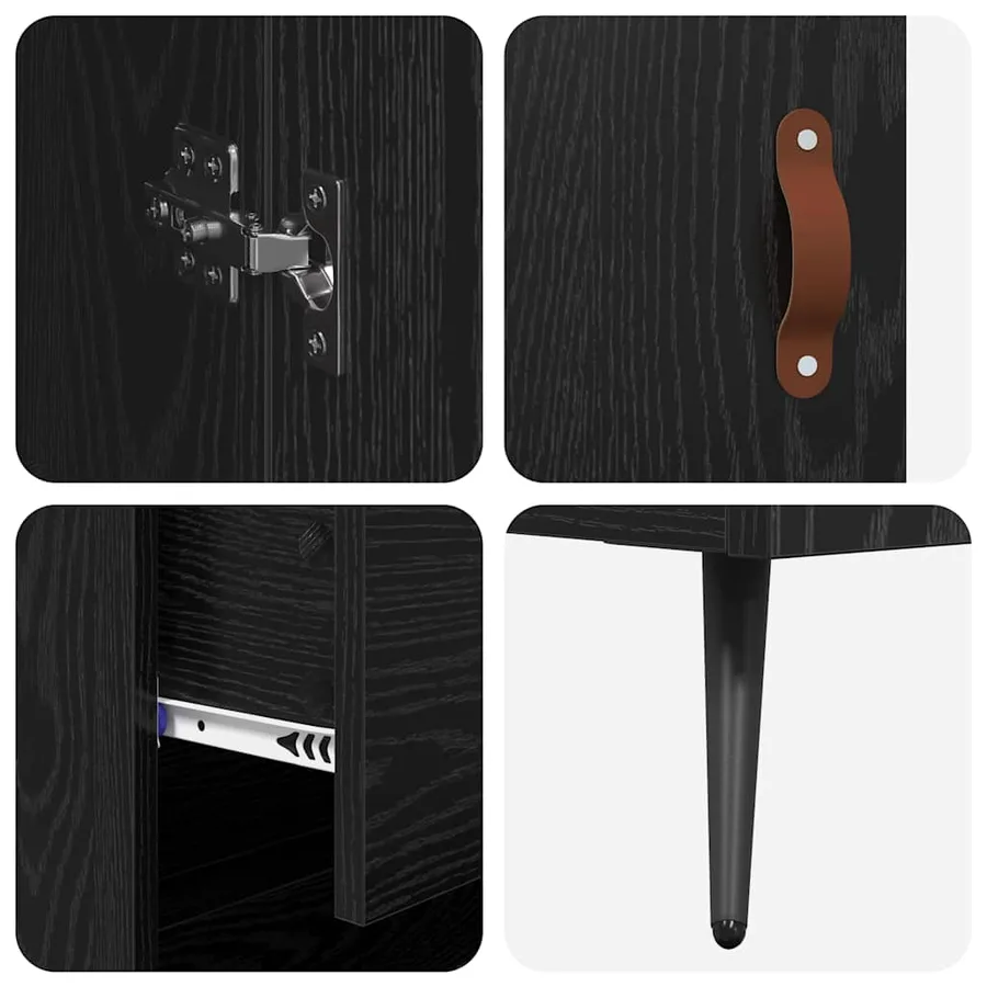 Buffet avec étagère 2 pcs Chêne noir Bois d'ingénierie - 11