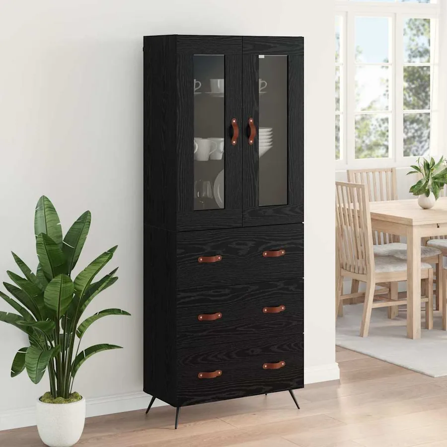Buffet avec étagère 2 pcs Chêne noir Bois d'ingénierie - 4