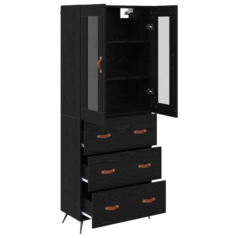 Buffet avec étagère 2 pcs Chêne noir Bois d'ingénierie - 5
