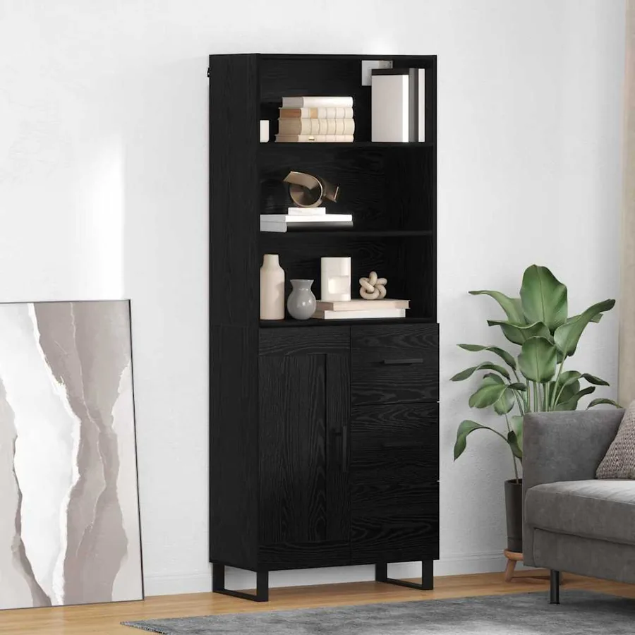 Haut Armoire avec tiroir 2 pcs Chêne noir Bois d'ingénierie