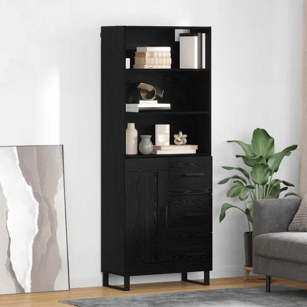 Haut Armoire avec tiroir 2 pcs Chêne noir Bois d'ingénierie