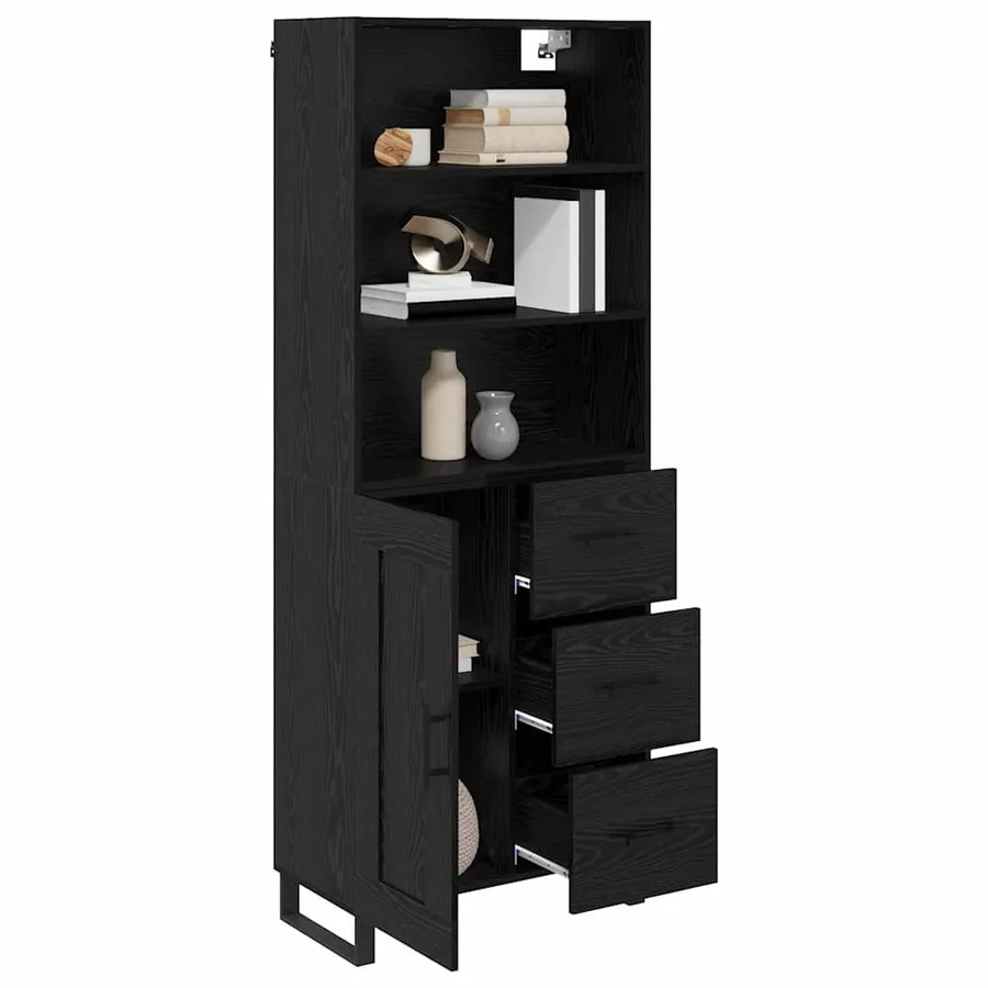 Haut Armoire avec tiroir 2 pcs Chêne noir Bois d'ingénierie - 3