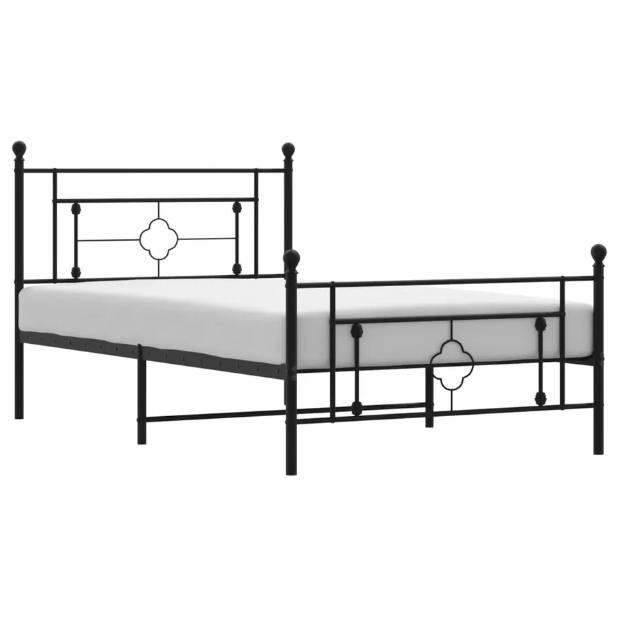 Cadre de lit métal sans matelas avec pied de lit noir 107x203cm - 2